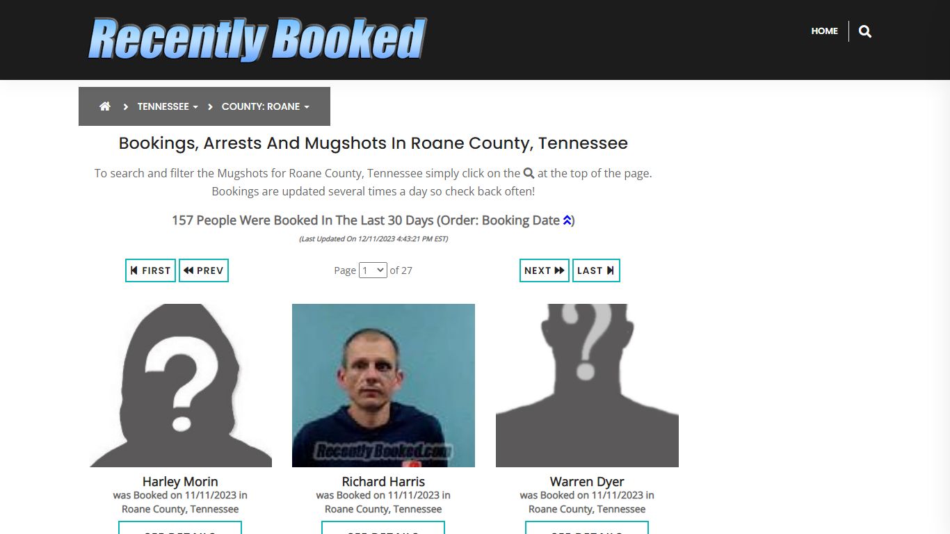Bookings, Arrests and Mugshots in Roane County, Tennessee